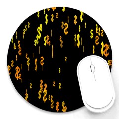 Animated Falling Spinning Shining 3d Golden Dollar Signs Against Transparent Round Mousepads by Mariart