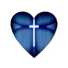 Blue Cross Christian Heart Magnet by Mariart