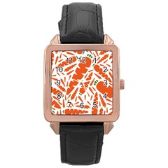 Carrots Fruit Vegetable Orange Rose Gold Leather Watch  by Mariart
