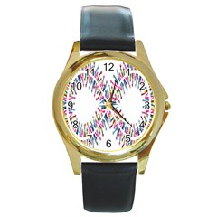 Free Symbol Hands Round Gold Metal Watch by Mariart