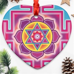 Kali Yantra Inverted Rainbow Heart Ornament (two Sides) by Mariart