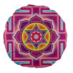 Kali Yantra Inverted Rainbow Large 18  Premium Round Cushions by Mariart