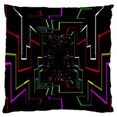 Seamless 3d Animation Digital Futuristic Tunnel Path Color Changing Geometric Electrical Line Zoomin Large Cushion Case (two Sides) by Mariart