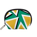 Triangles Texture Shape Art Green Yellow Accessory Pouches (Small)  Front