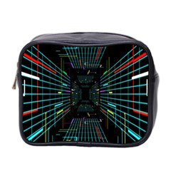 Seamless 3d Animation Digital Futuristic Tunnel Path Color Changing Geometric Electrical Line Zoomin Mini Toiletries Bag 2-side by Mariart