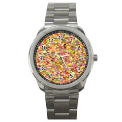 Multicolored Mixcolor Geometric Pattern Sport Metal Watch by paulaoliveiradesign