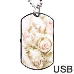 Pastel Roses Antique Vintage Dog Tag Usb Flash (two Sides) by Nexatart