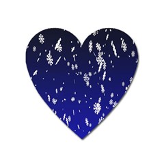 Blue Sky Christmas Snowflake Heart Magnet by Mariart