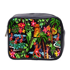 Hawaiian Girls Black Flower Floral Summer Mini Toiletries Bag 2-side by Mariart