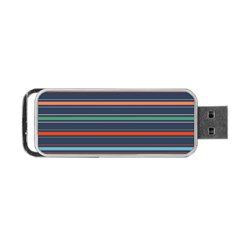 Horizontal Line Blue Green Portable Usb Flash (two Sides) by Mariart