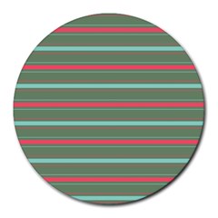 Horizontal Line Red Green Round Mousepads by Mariart