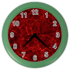 Simulation Red Water Waves Light Color Wall Clocks by Mariart