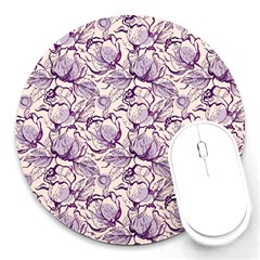 Vegetable Cabbage Purple Flower Round Mousepads by Mariart