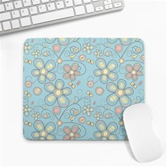 Flower Blue Butterfly Bird Yellow Floral Sexy Large Mousepads by Mariart