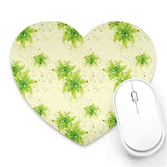 Leaf Green Star Beauty Heart Mousepads by Mariart