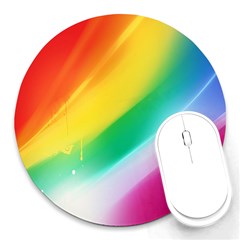 Red Yellow White Pink Green Blue Rainbow Color Mix Round Mousepads by Mariart