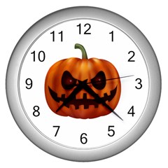 Halloween Pumpkin Wall Clocks (silver)  by Valentinaart