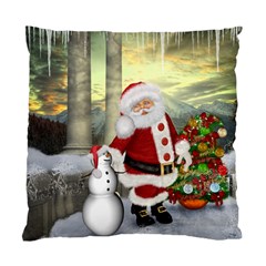 Sanata Claus With Snowman And Christmas Tree Standard Cushion Case (two Sides) by FantasyWorld7