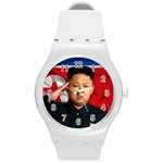 Kim Jong-Un Round Plastic Sport Watch (M) Front