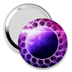 Beautiful Violet Nasa Deep Dream Fractal Mandala 3  Handbag Mirrors by jayaprime