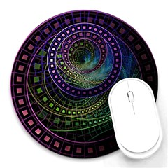 Oz The Great With Technicolor Fractal Rainbow Round Mousepads by jayaprime