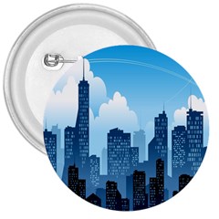 City Building Blue Sky 3  Buttons by Mariart