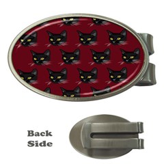 Face Cat Animals Red Money Clips (oval)  by Mariart