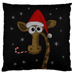 Christmas Giraffe  Large Cushion Case (one Side) by Valentinaart