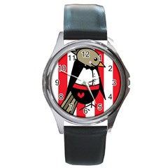 Bird Cute Design Cartoon Drawing Round Metal Watch by Celenk