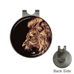 Angry Male Lion Gold Hat Clips With Golf Markers by Celenk