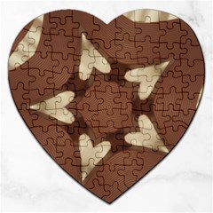 Chocolate Brown Kaleidoscope Design Star Jigsaw Puzzle (heart) by yoursparklingshop