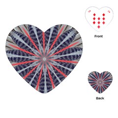 Red White Blue Kaleidoscopic Star Flower Design Playing Cards (heart)  by yoursparklingshop