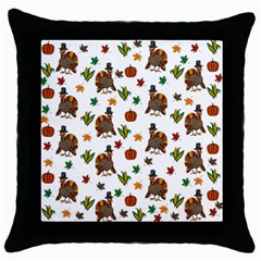 Thanksgiving Turkey  Throw Pillow Case (black) by Valentinaart