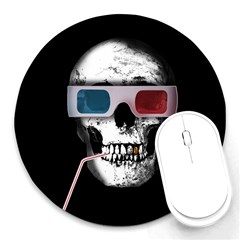 Cinema Skull Round Mousepads by Valentinaart