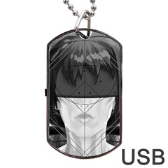 Beautiful Bnw Fractal Feathers For Major Motoko Dog Tag Usb Flash (two Sides) by jayaprime