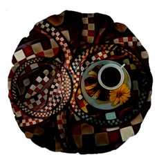 Midnight Never Ends, A Red Checkered Diner Fractal Large 18  Premium Round Cushions by jayaprime