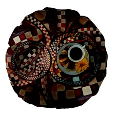 Midnight Never Ends, A Red Checkered Diner Fractal Large 18  Premium Flano Round Cushions by jayaprime