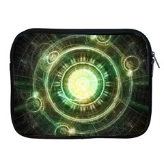 Green Chaos Clock, Steampunk Alchemy Fractal Mandala Apple Ipad 2/3/4 Zipper Cases by jayaprime