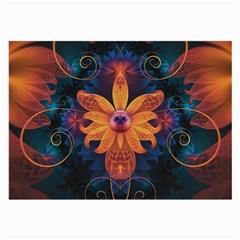 Beautiful Fiery Orange & Blue Fractal Orchid Flower Large Glasses Cloth by jayaprime