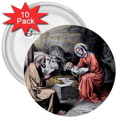 The Birth Of Christ 3  Buttons (10 Pack)  by Valentinaart