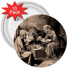 The Birth Of Christ 3  Buttons (10 Pack)  by Valentinaart