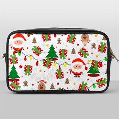 Santa And Rudolph Pattern Toiletries Bags by Valentinaart