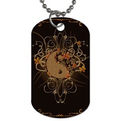 The Sign Ying And Yang With Floral Elements Dog Tag (one Side) by FantasyWorld7