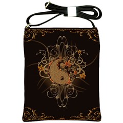 The Sign Ying And Yang With Floral Elements Shoulder Sling Bags by FantasyWorld7