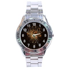 The Sign Ying And Yang With Floral Elements Stainless Steel Analogue Watch by FantasyWorld7