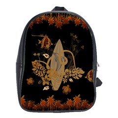 Hawaiian, Tropical Design With Surfboard School Bag (large) by FantasyWorld7