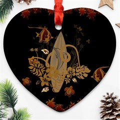 Hawaiian, Tropical Design With Surfboard Heart Ornament (two Sides) by FantasyWorld7