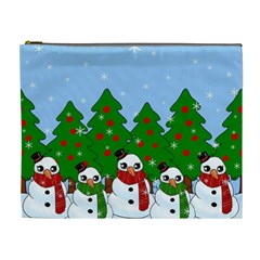 Kawaii Snowman Cosmetic Bag (xl) by Valentinaart