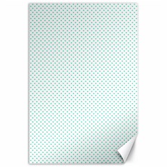 Tiffany Aqua Blue Candy Polkadot Hearts On White Canvas 20  X 30   by PodArtist