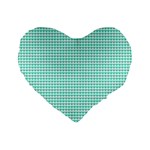 Tiffany Aqua Blue Candy Hearts on White Standard 16  Premium Flano Heart Shape Cushions Front